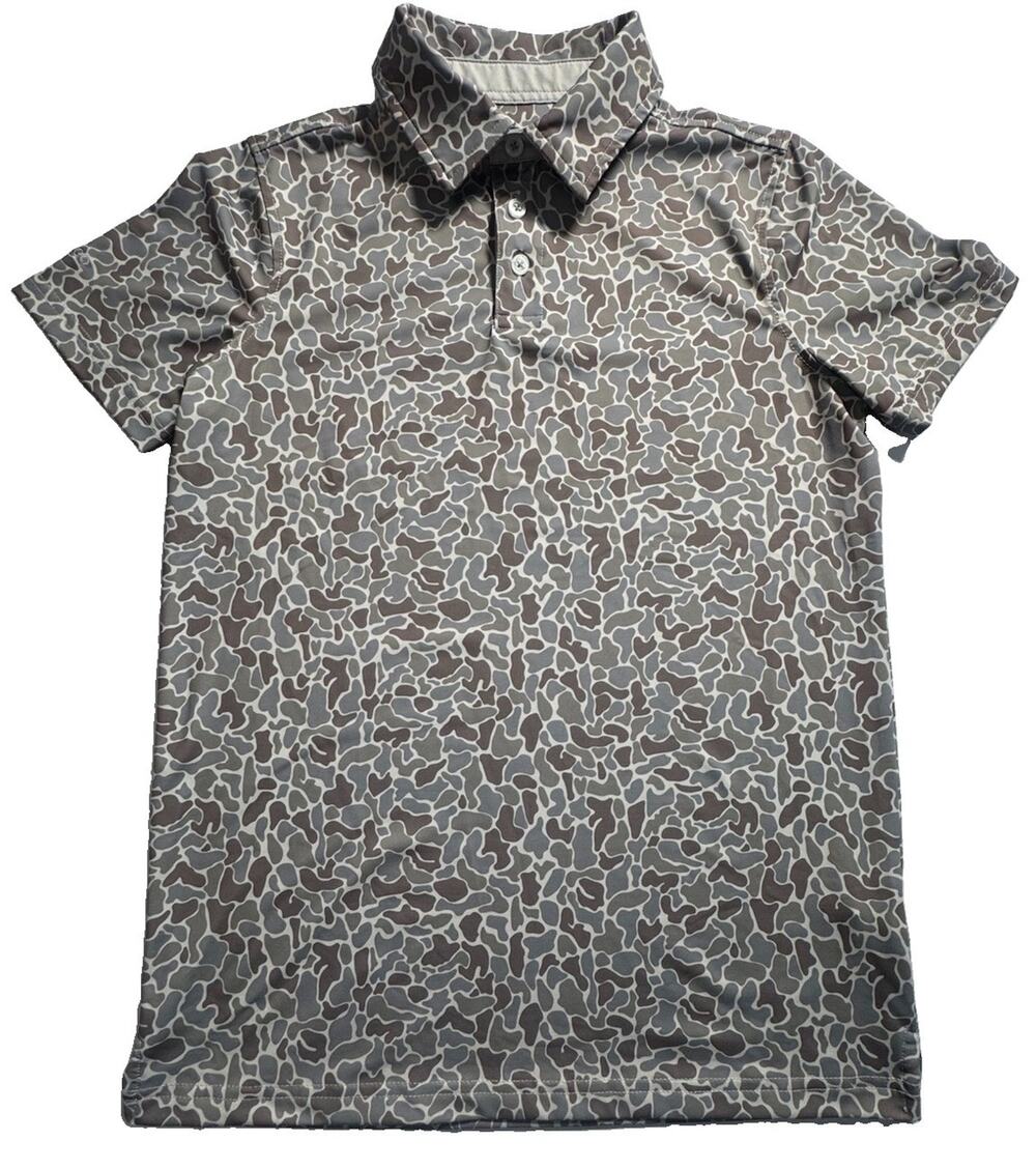 Southern Shirt Co SSCO Youth Large Performance Polo Gray Camo Golf Shirt YLG